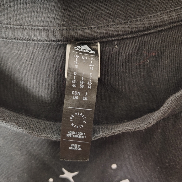 Adidas Black T-Shirt Dress with White Logo And Stars Size L - Picture 3 of 3